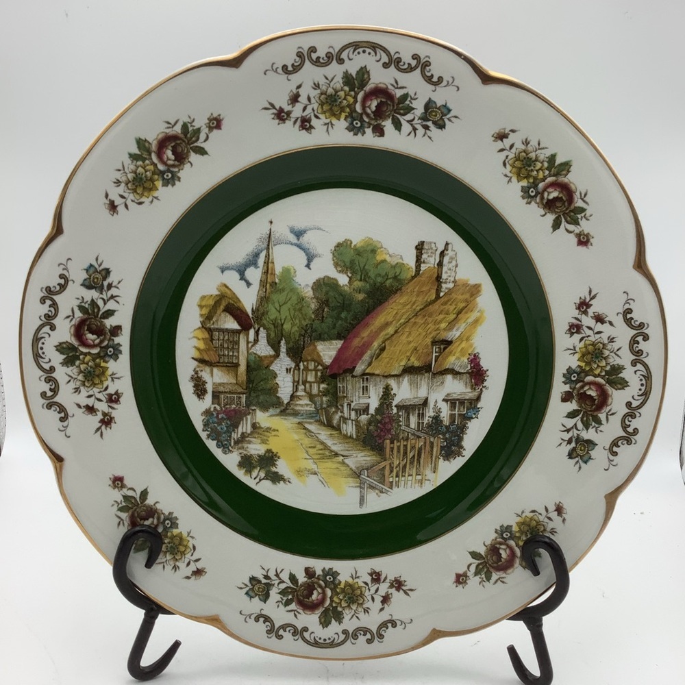 Vintage Wood and Sons England Ascot Service Plate Featuring an English Village